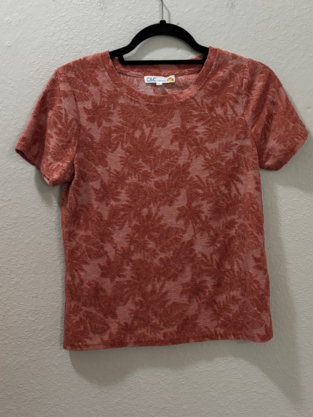 C&C California Textured Dusky Pink Floral Top Size Medium